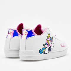 Tenis con unicornio para niñas marca Baby Cats Blanco cod. 100704