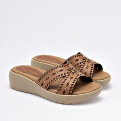 Sandalia Plataforma para Mujer marca Cruz Shoes Camel cod. 140367