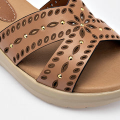 Sandalia Plataforma para Mujer marca Cruz Shoes Camel cod. 140367