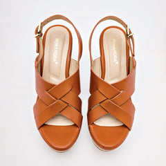 Sandalia cuña para Mujer marca Moramora Camel cod. 140668