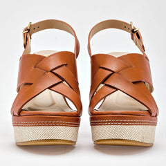 Sandalia cuña para Mujer marca Moramora Camel cod. 140668