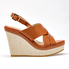 Sandalia cuña para Mujer marca Moramora Camel cod. 140668