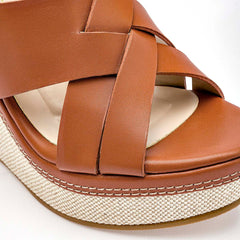 Sandalia cuña para Mujer marca Moramora Camel cod. 140668