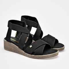 Sandalia cuña para Mujer marca Moramora Negro cod. 140682