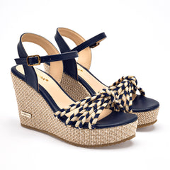 Sandalia cuña para Mujer marca Moramora Azul marino cod. 140683