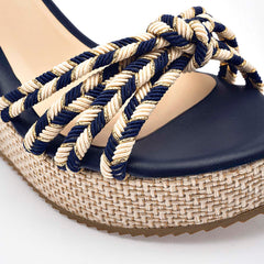 Sandalia cuña para Mujer marca Moramora Azul marino cod. 140683