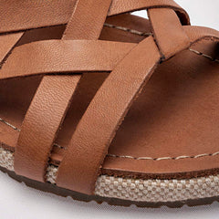 Sandalia artesanal piel para Mujer marca Mora Tierra Camel cod. 140915